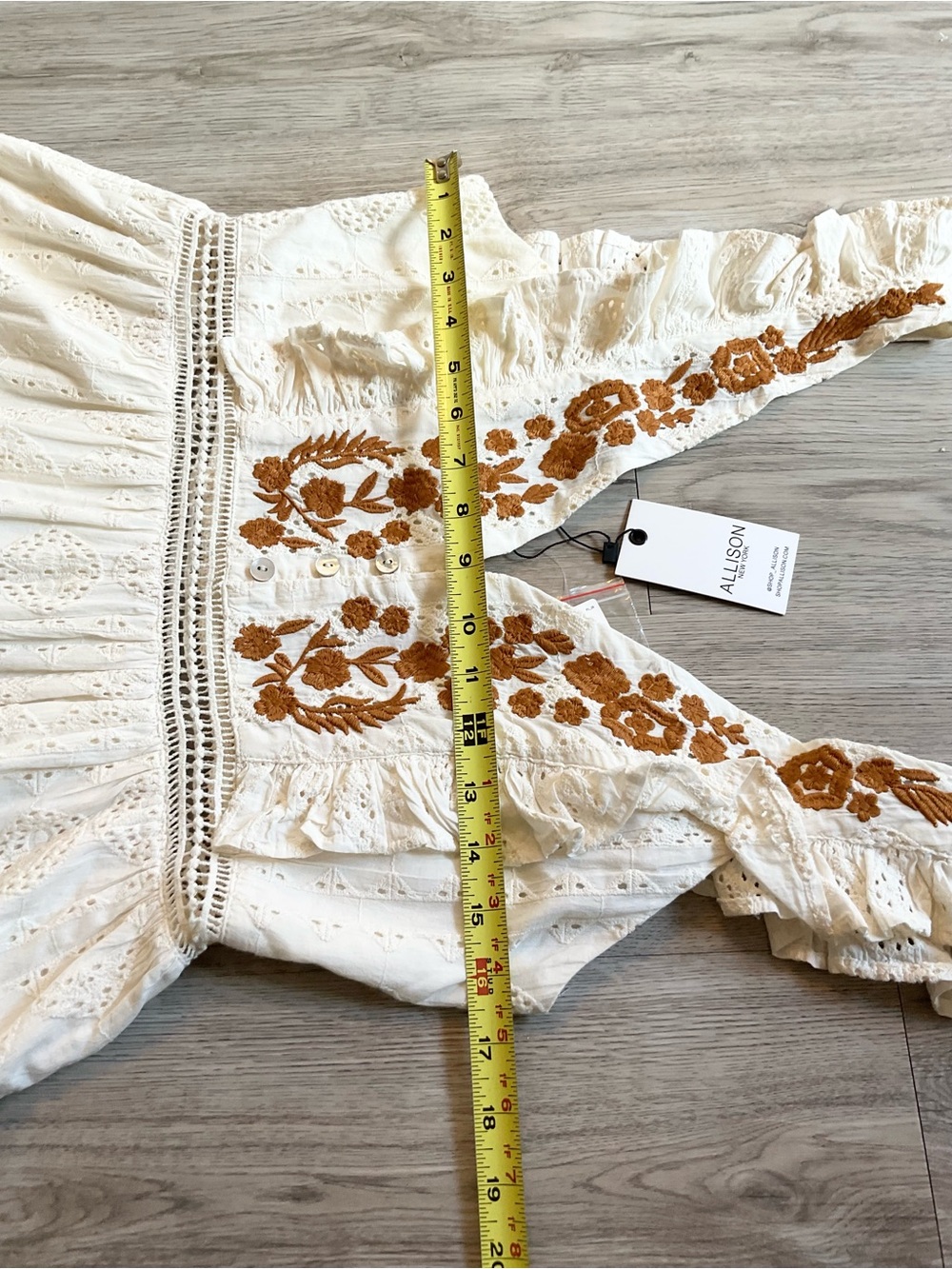 Anthropologie Allison NY Esperanza Embroidered Boho Maxi Dress Size Medium NWT - Picture 14 of 16